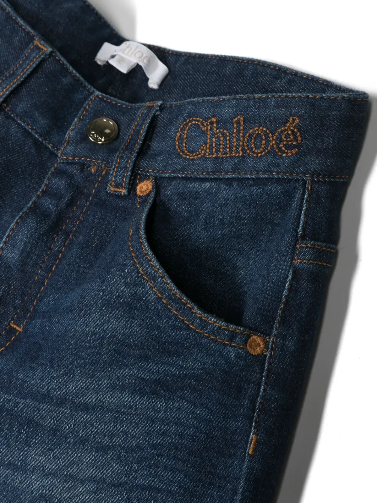 Chloé Kids ロゴ刺繍フレアジーンズ - 画像3