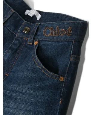 Chloé Kids ロゴ刺繍フレアジーンズ - サムネイル3