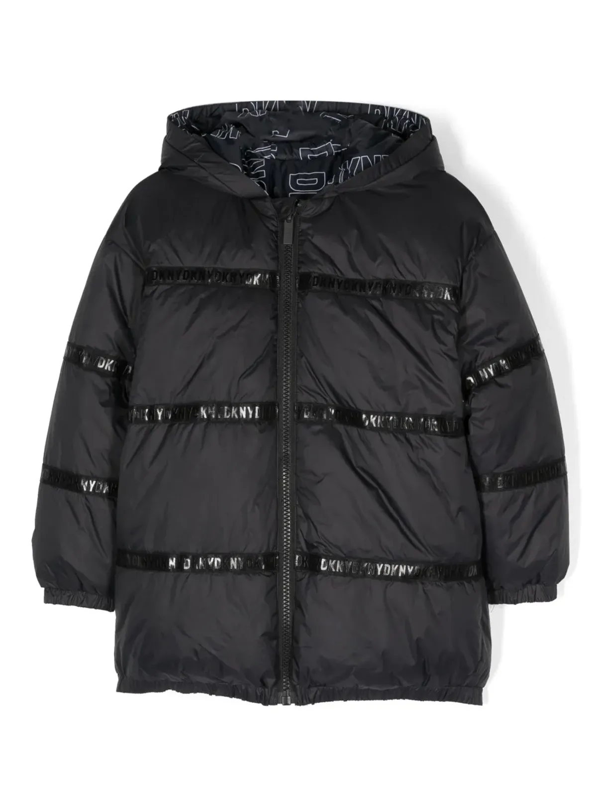 Dkny Kids ロゴプリントのリバーシブル中綿ジャケット - ブラック - 画像1