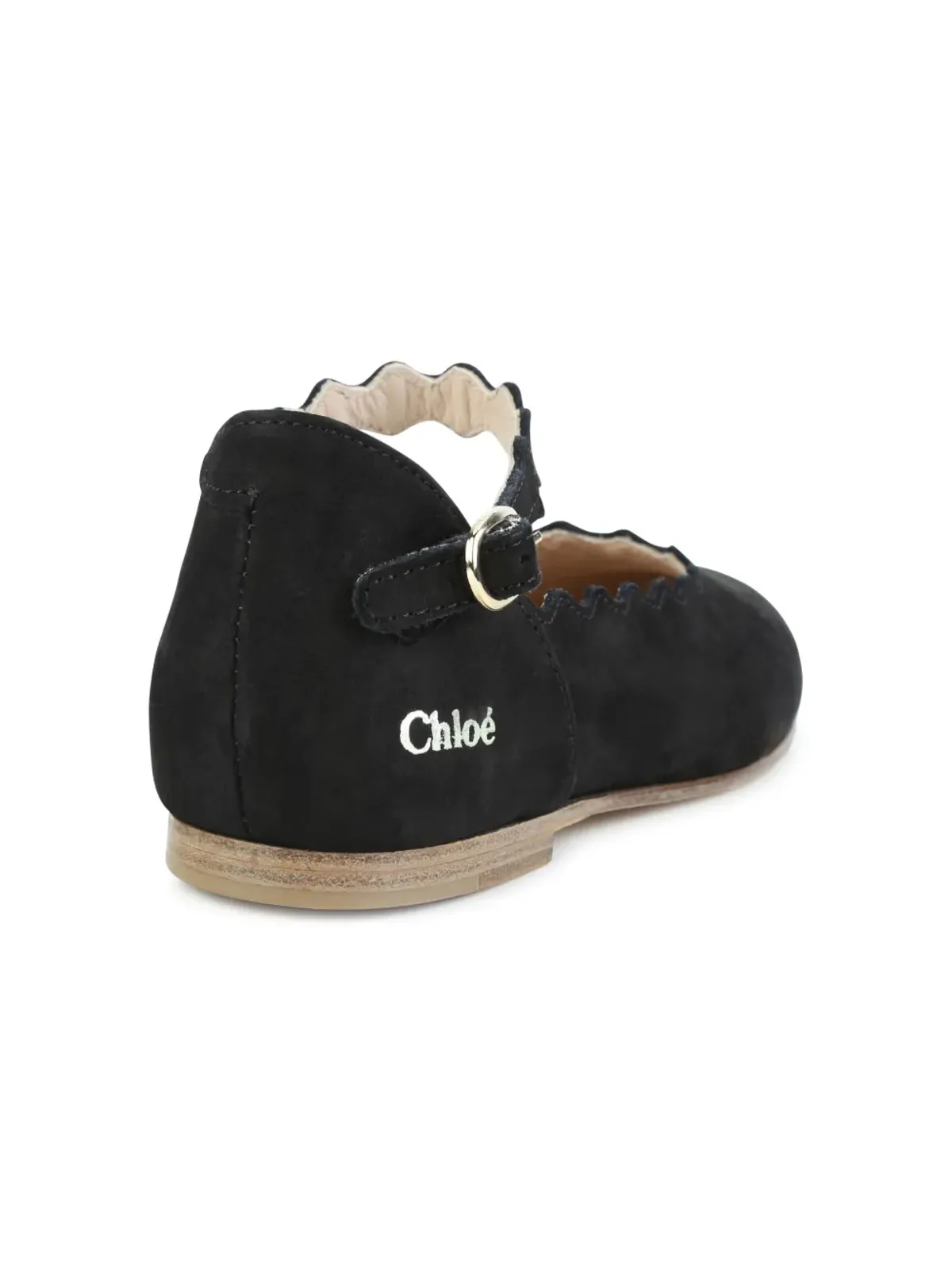 Chloé Kids スカラップエッジ バレリーナ レザーシューズ - 画像3