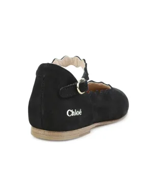Chloé Kids スカラップエッジ バレリーナ レザーシューズ - サムネイル3