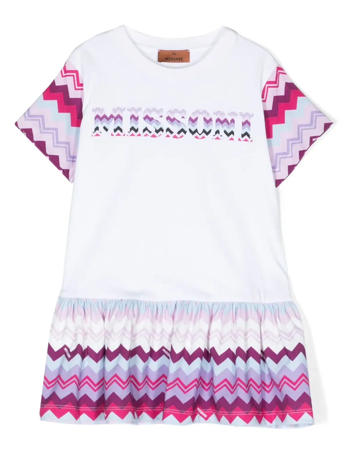 Missoni Kids シグネチャー ジグザグ柄 コットン ドレス - White - 画像1