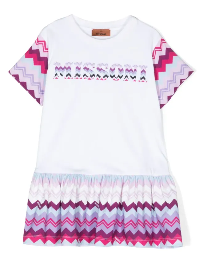 Missoni Kids Missoni Kids シグネチャー ジグザグ柄 コットン ドレス - Whiteの商品画像