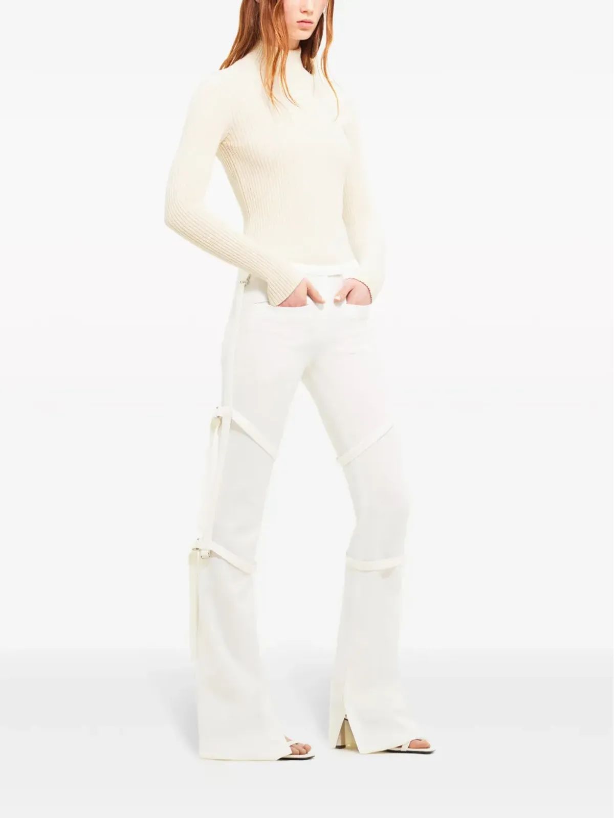 Courrèges リディション リブ編みセーター - ニュートラルカラー - 画像3
