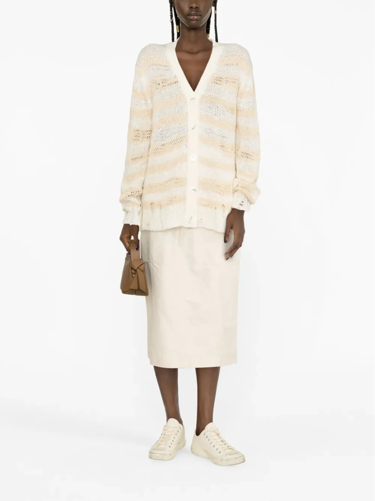 Acne Studios ダメージ加工ストライプカーディガン - Neutrals - 画像2