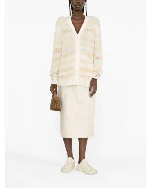 Acne Studios ダメージ加工ストライプカーディガン - Neutrals - サムネイル2