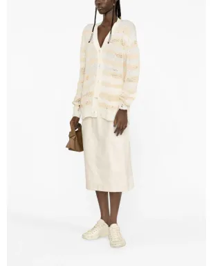 Acne Studios ダメージ加工ストライプカーディガン - Neutrals - サムネイル3