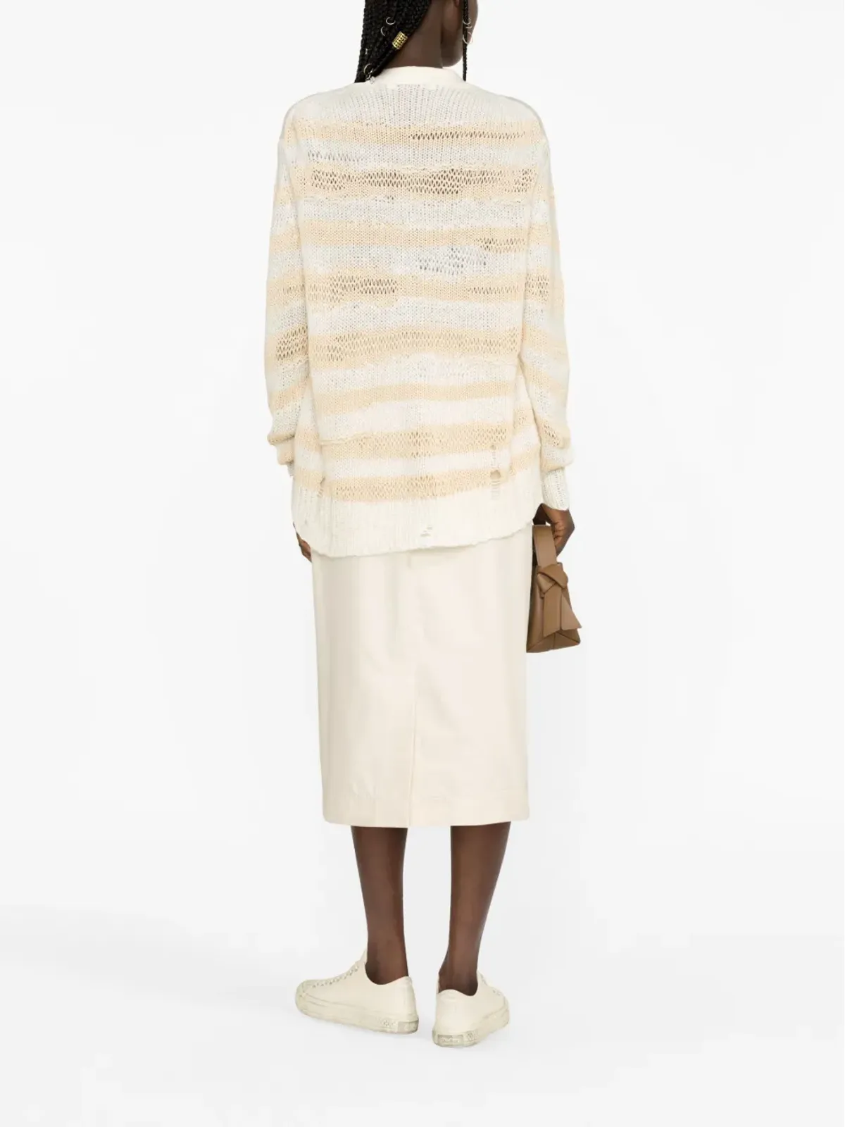 Acne Studios ダメージ加工ストライプカーディガン - Neutrals - 画像4