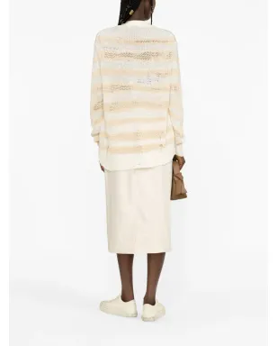 Acne Studios ダメージ加工ストライプカーディガン - Neutrals - サムネイル4