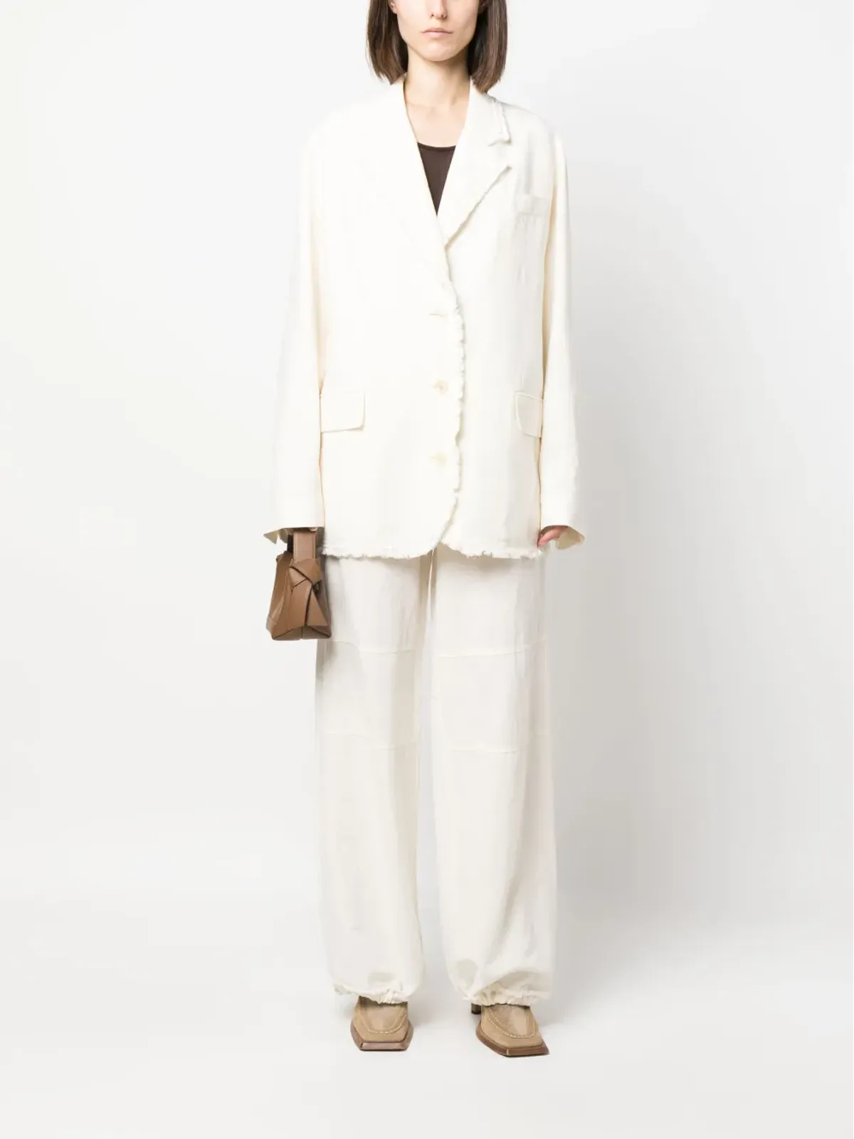 Acne Studios ドローストリングディテール Palazzoパンツ - White - 画像2