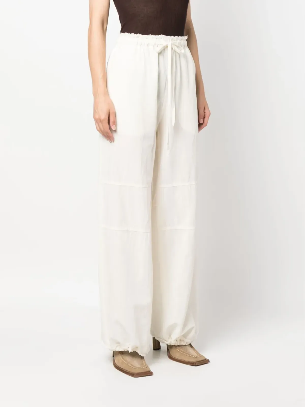 Acne Studios ドローストリングディテール Palazzoパンツ - White - 画像3