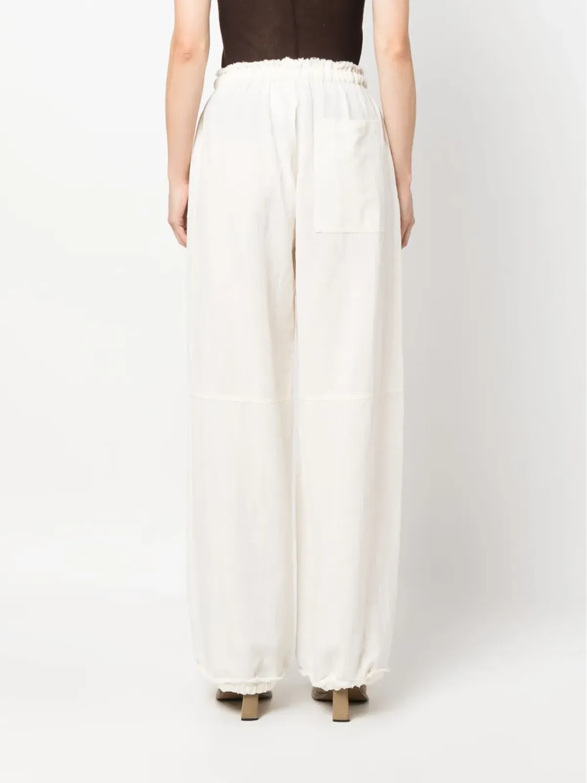 Acne Studios ドローストリングディテール Palazzoパンツ - White - 画像4