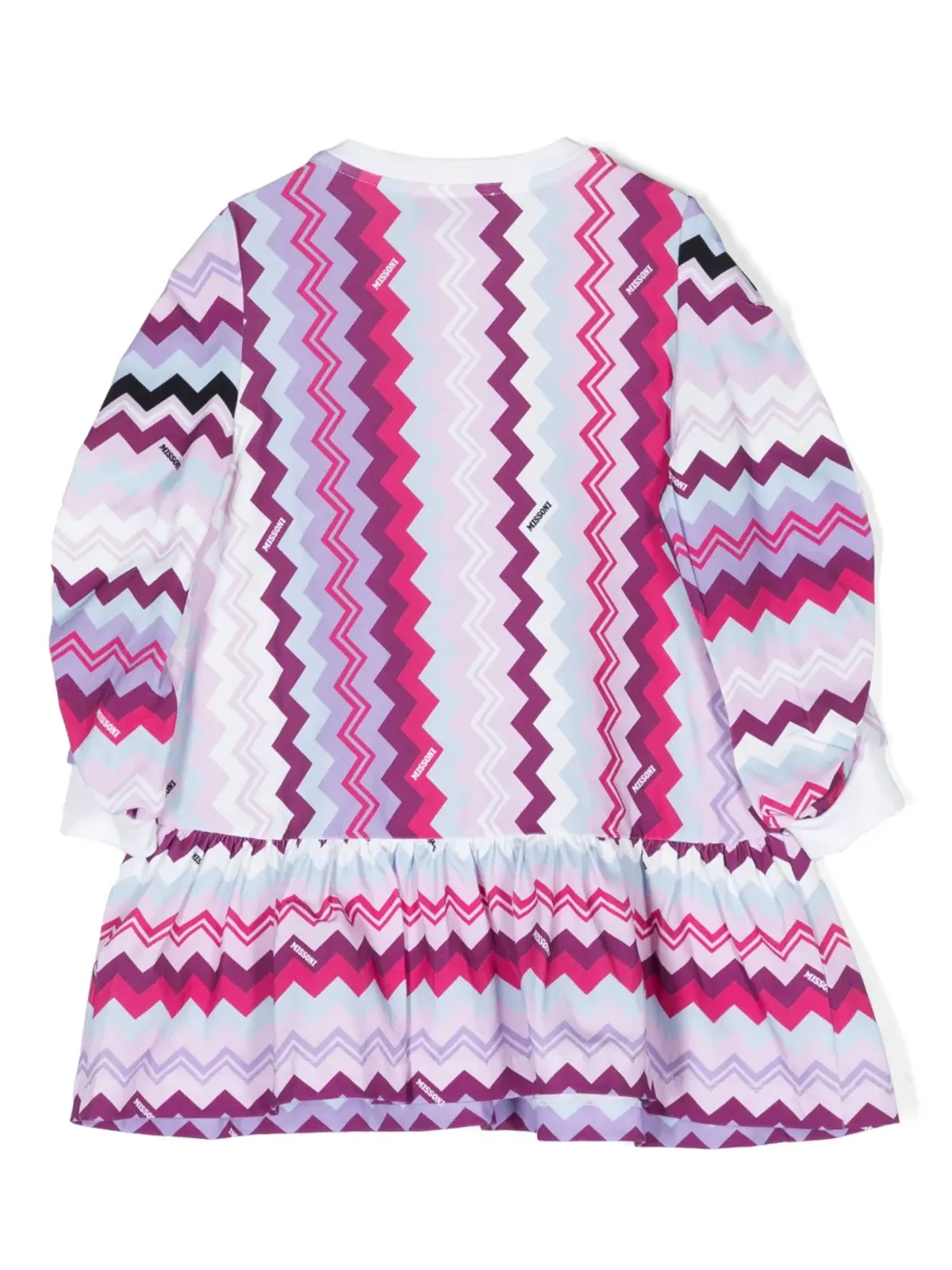 Missoni Kids ジグザグ柄ストレッチコットンドレス - パープル - 画像2