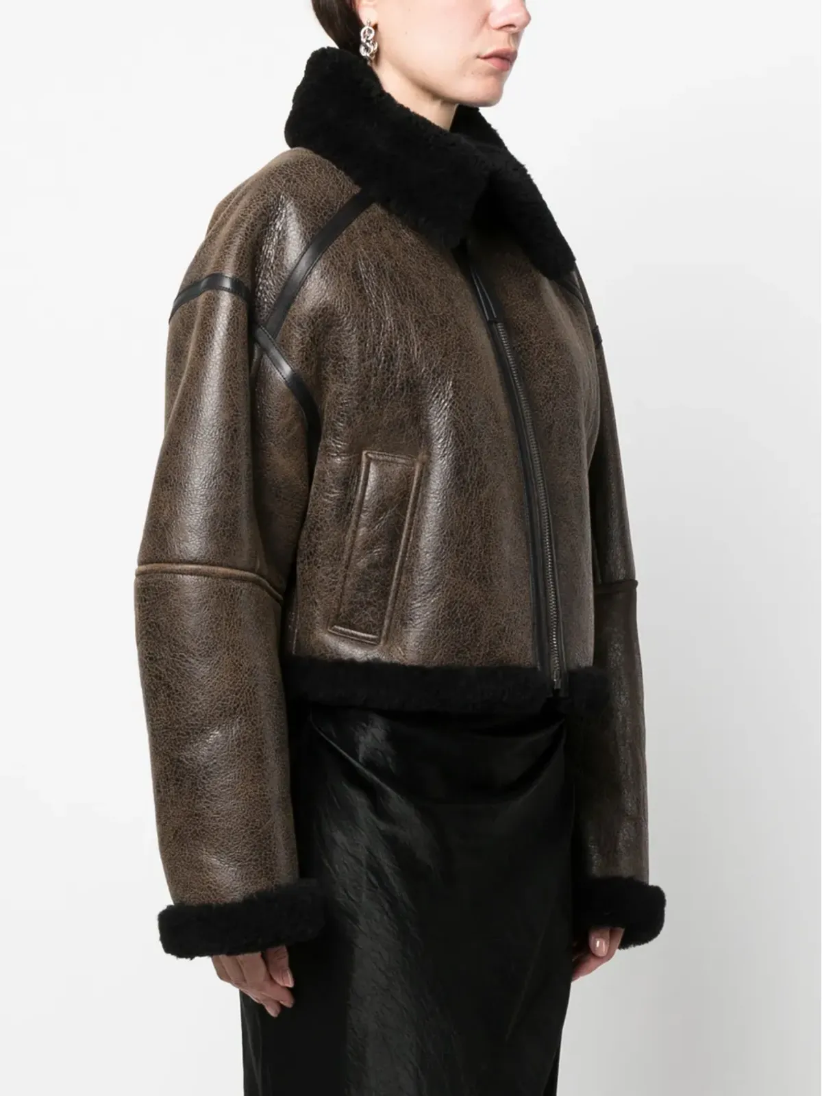 Acne Studios シアリングトリムレザージャケット - 画像3