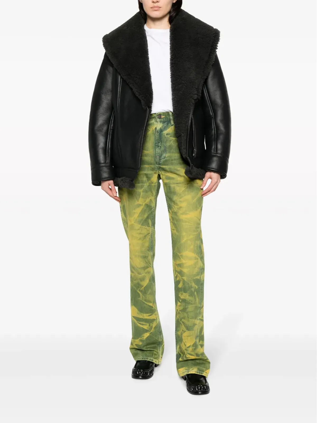 Acne Studios シアーリングライニング レザーバイカージャケット - 画像2