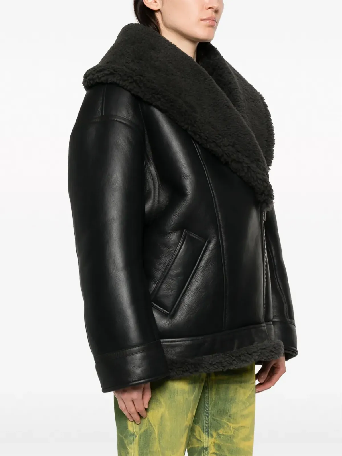 Acne Studios シアーリングライニング レザーバイカージャケット - 画像3