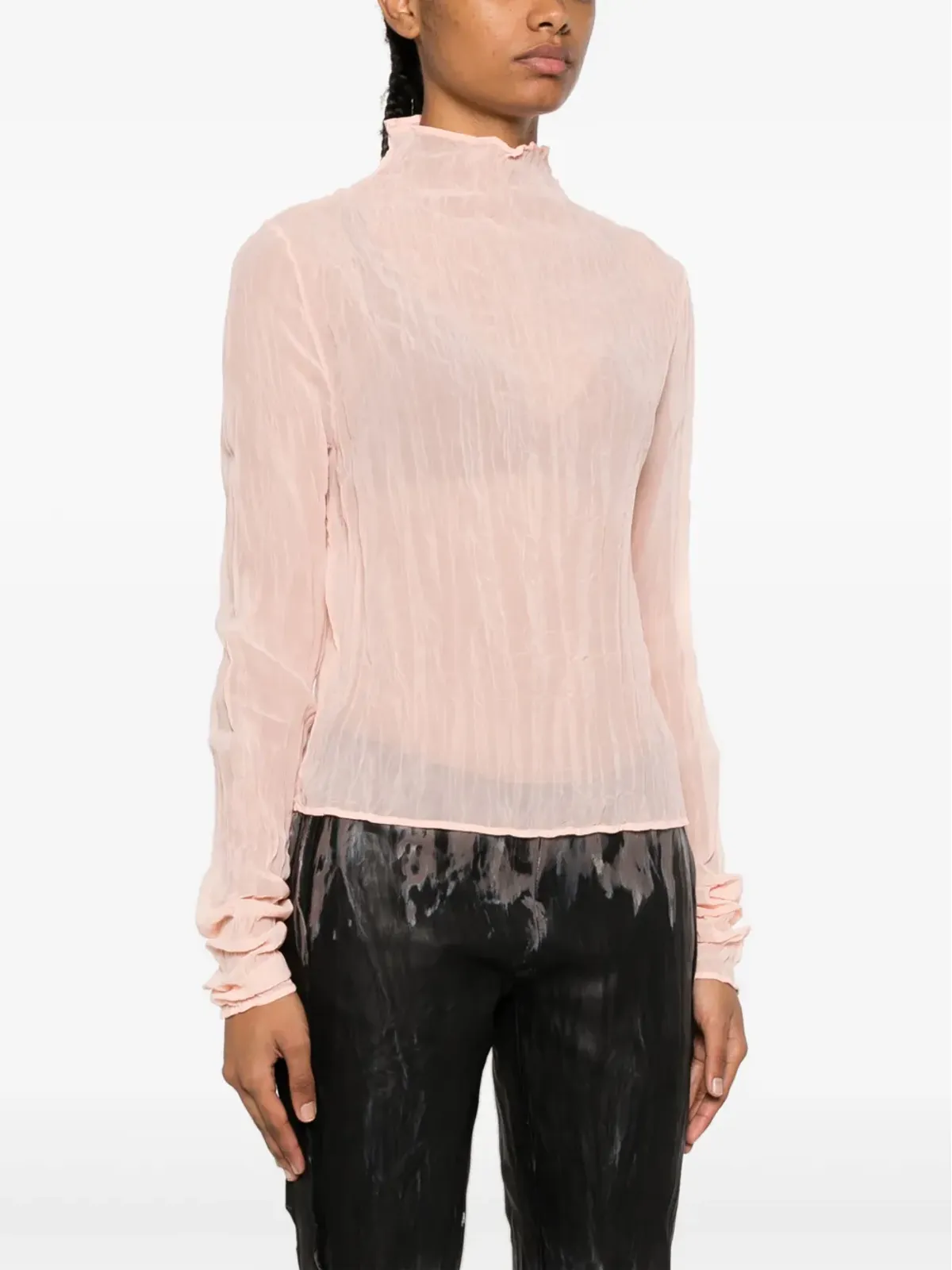 Acne Studios クリンクル加工の半透けブラウス - ピンク - 画像3