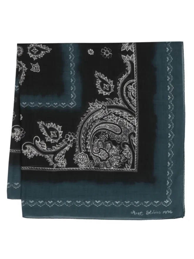 Acne Studios Acne Studios paisley-print wool scarf - Blueの商品画像