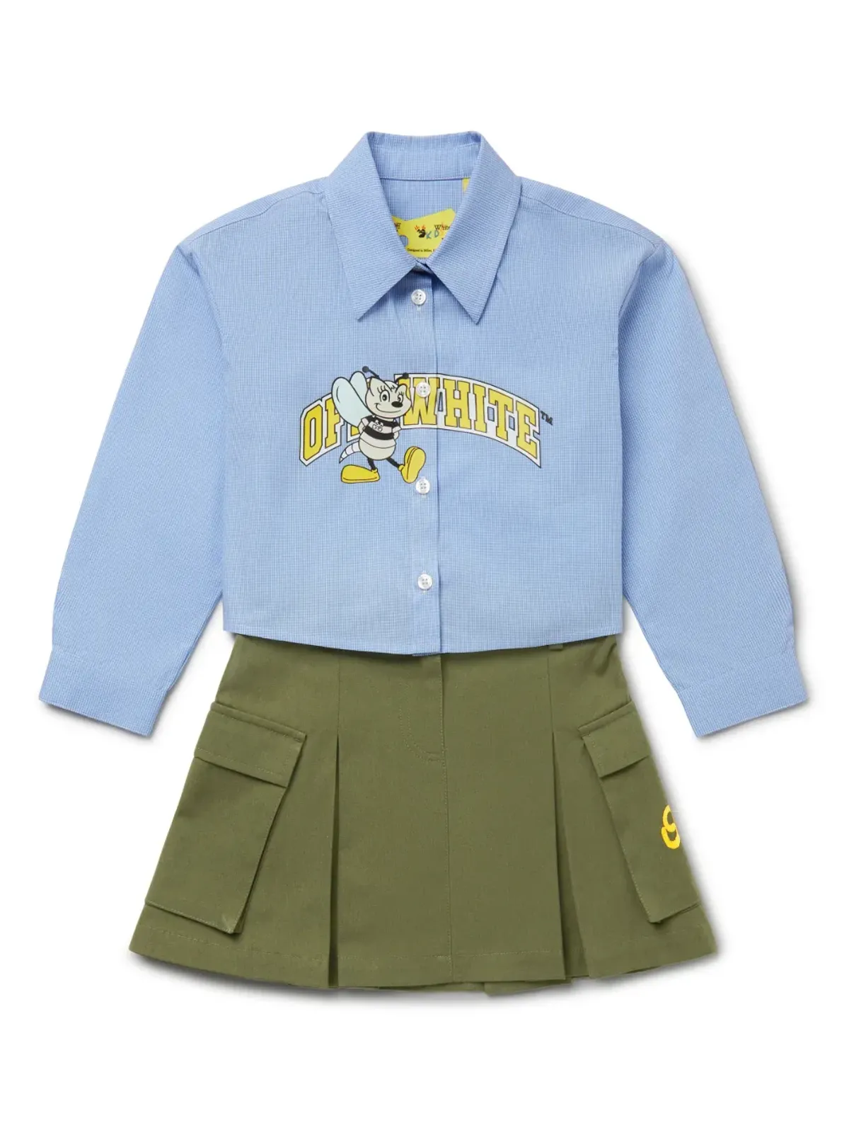 Off-White Kids 刺繍ロゴ入りプリーツカーゴスカート - 画像4