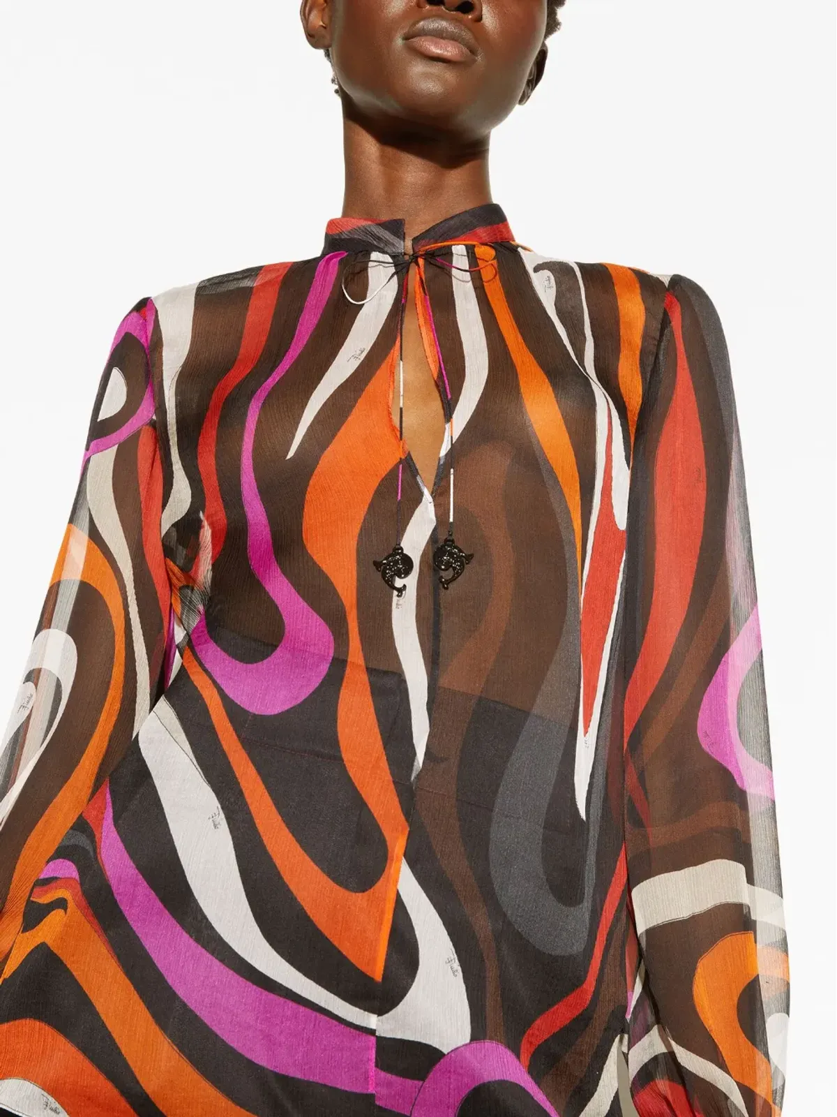 PUCCI 波プリントシルクブラウス - 画像5