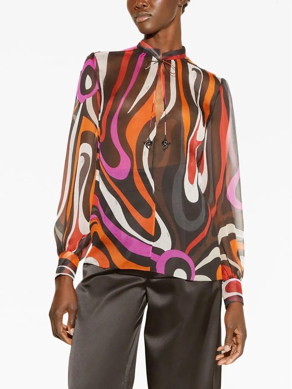PUCCI 波プリントシルクブラウス - 画像2