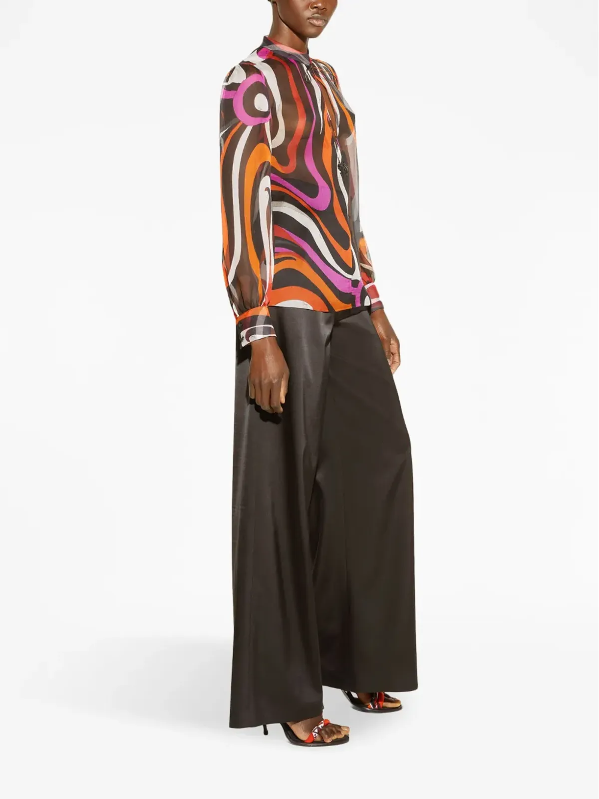 PUCCI 波プリントシルクブラウス - 画像4