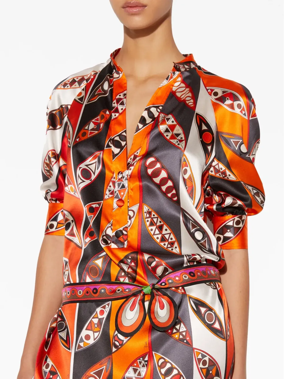 PUCCI Girandole柄シャツミニドレス（オレンジ） - 画像5