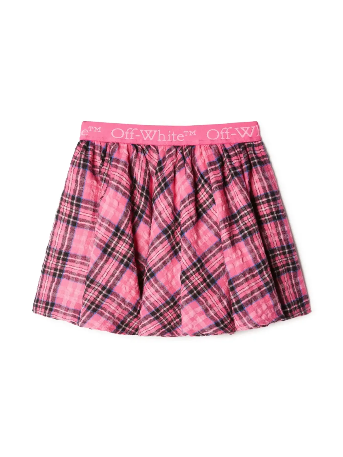 Off-White Kids Bookish ロゴ入りウエストバンド チェック柄ミニスカート - 画像2