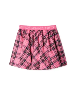 Off-White Kids Bookish ロゴ入りウエストバンド チェック柄ミニスカート - サムネイル2
