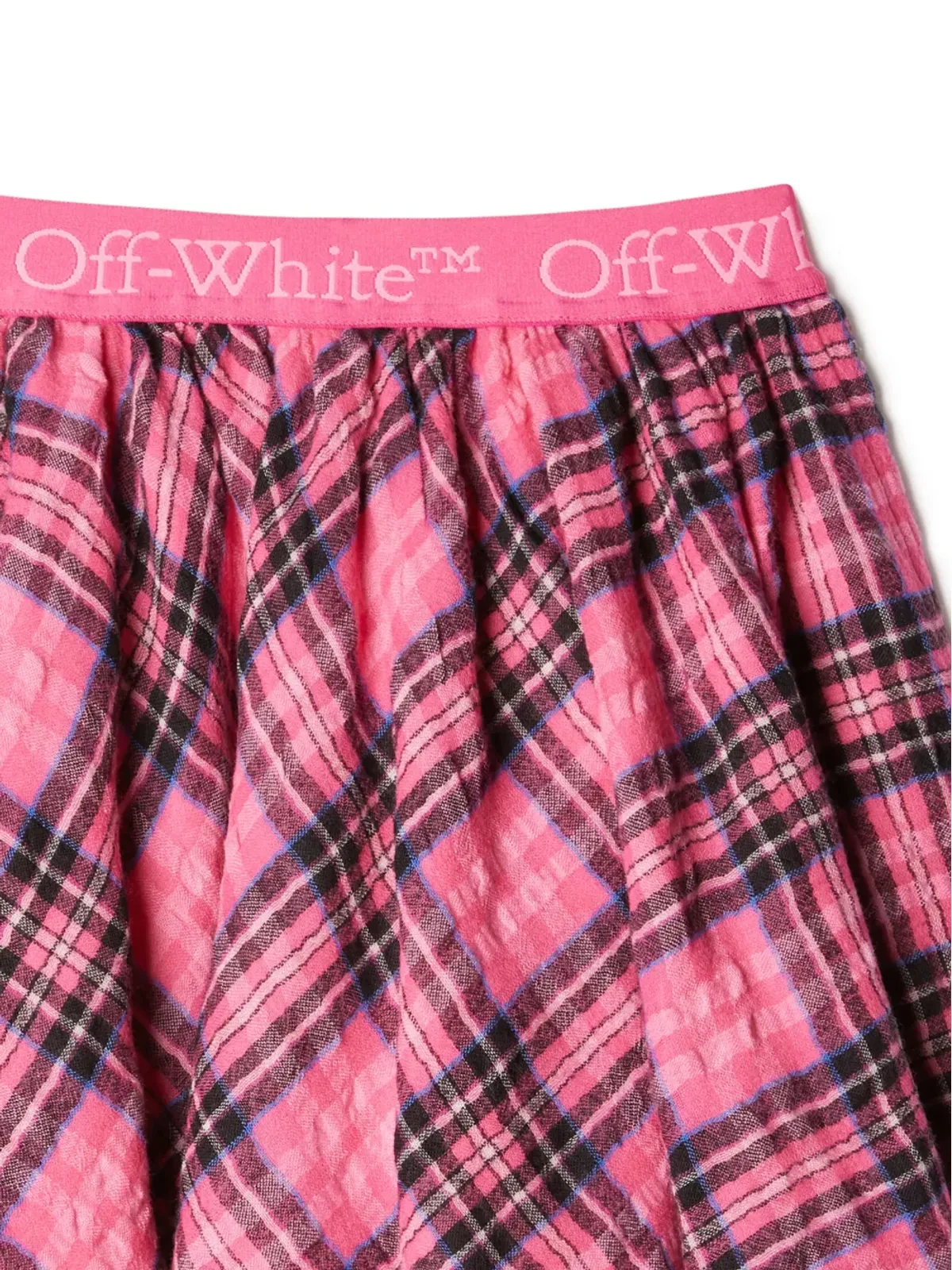 Off-White Kids Bookish ロゴ入りウエストバンド チェック柄ミニスカート - 画像3