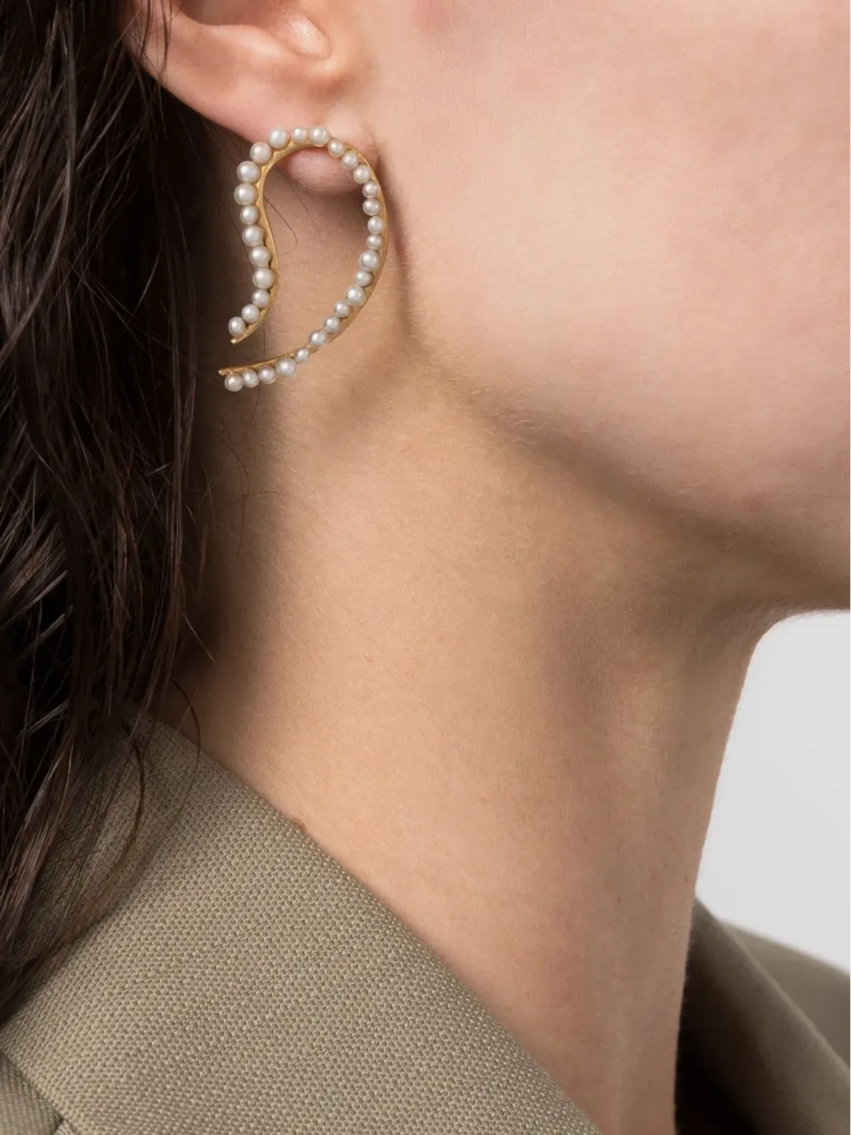 BEATRIZ PALACIOS バンデージ パール装飾 片耳ピアス - ゴールド - 画像2