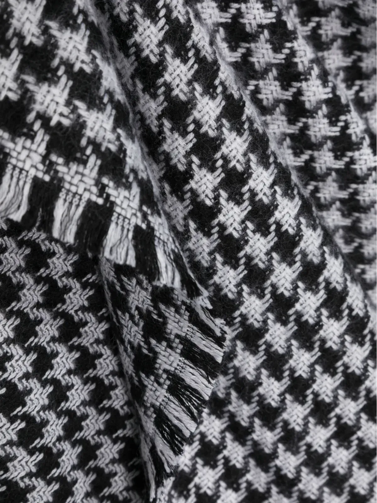 Acne Studios ハウンドトゥース柄フリンジトリム スカーフ - 画像3