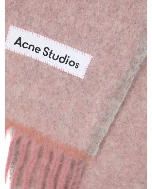 Acne Studios フリンジ付きモヘアウールのスカーフ ピンク - サムネイル3