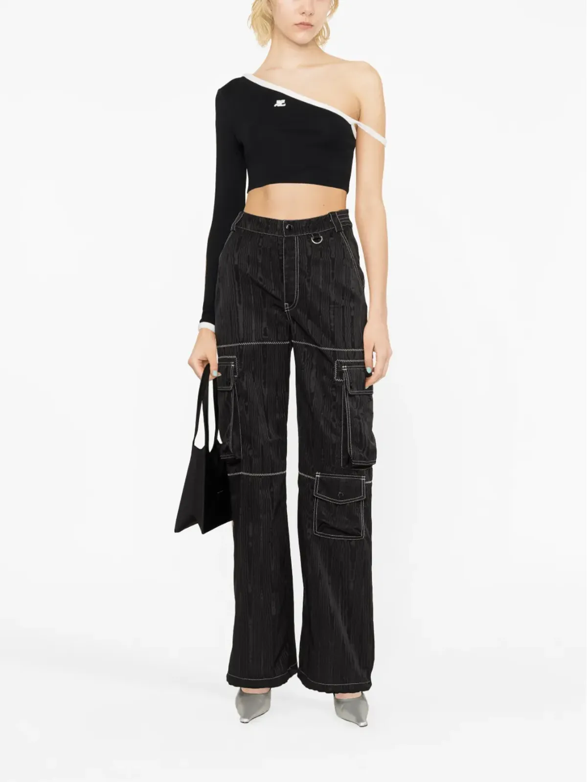 Courrèges ワンショルダー ニット クロップトップ - 画像2