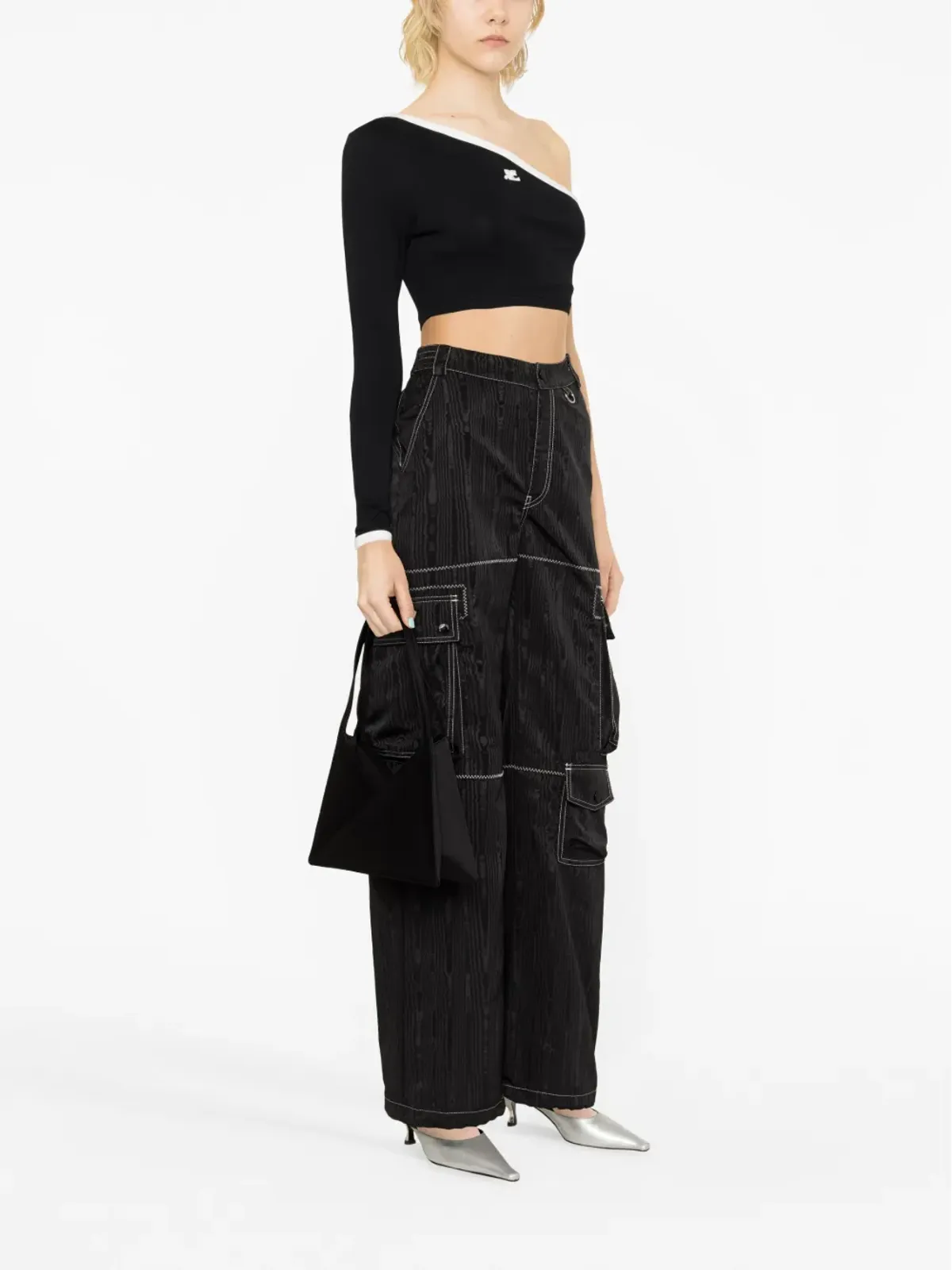 Courrèges ワンショルダー ニット クロップトップ - 画像4