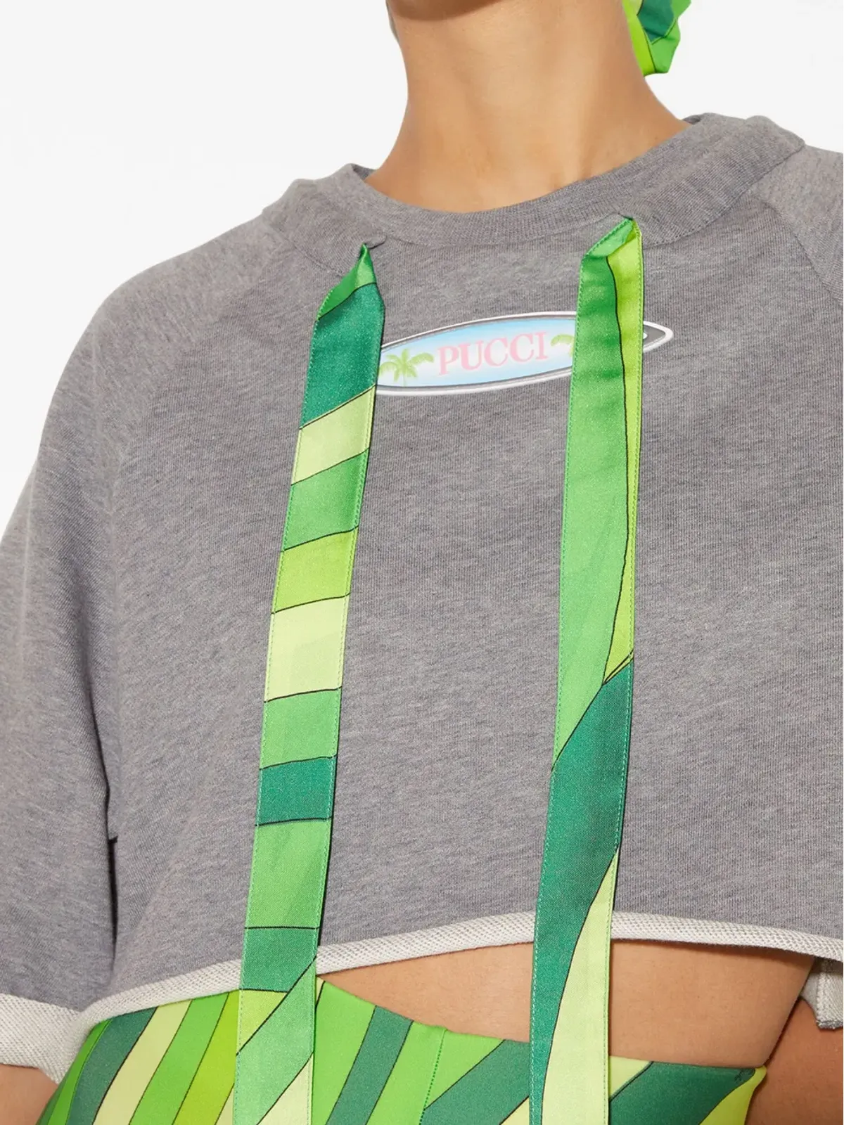 PUCCI メランジ風クロップドトップ - グレー - 画像5