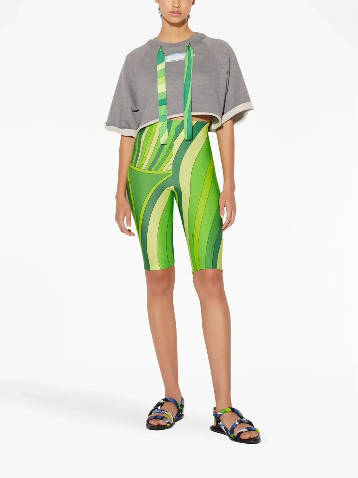 PUCCI メランジ風クロップドトップ - グレー - 画像2