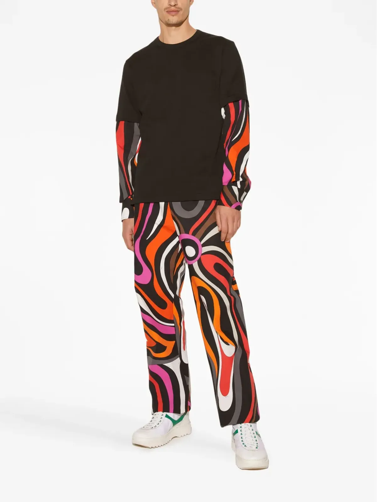 PUCCI ペシプリント レイヤード コットン Tシャツ - ブラック - 画像2