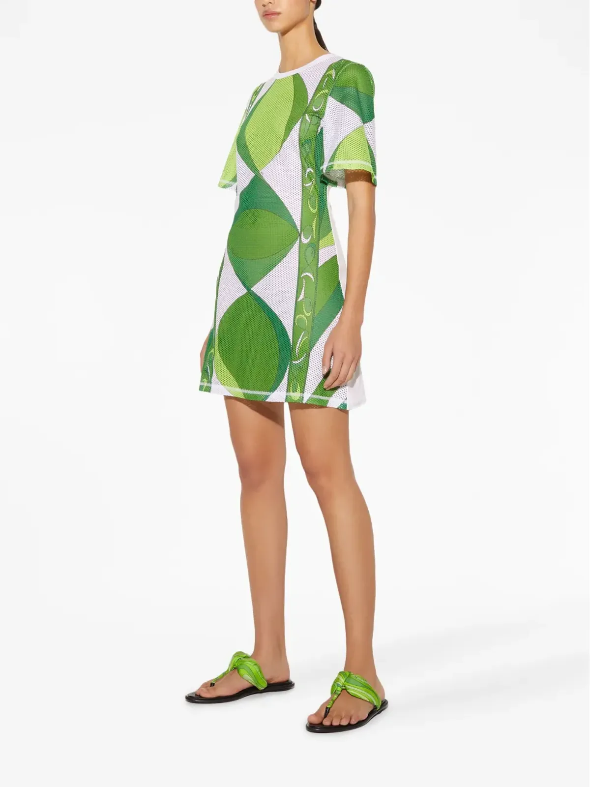 PUCCI グラフィックプリント半袖ミニドレス - グリーン - 画像2