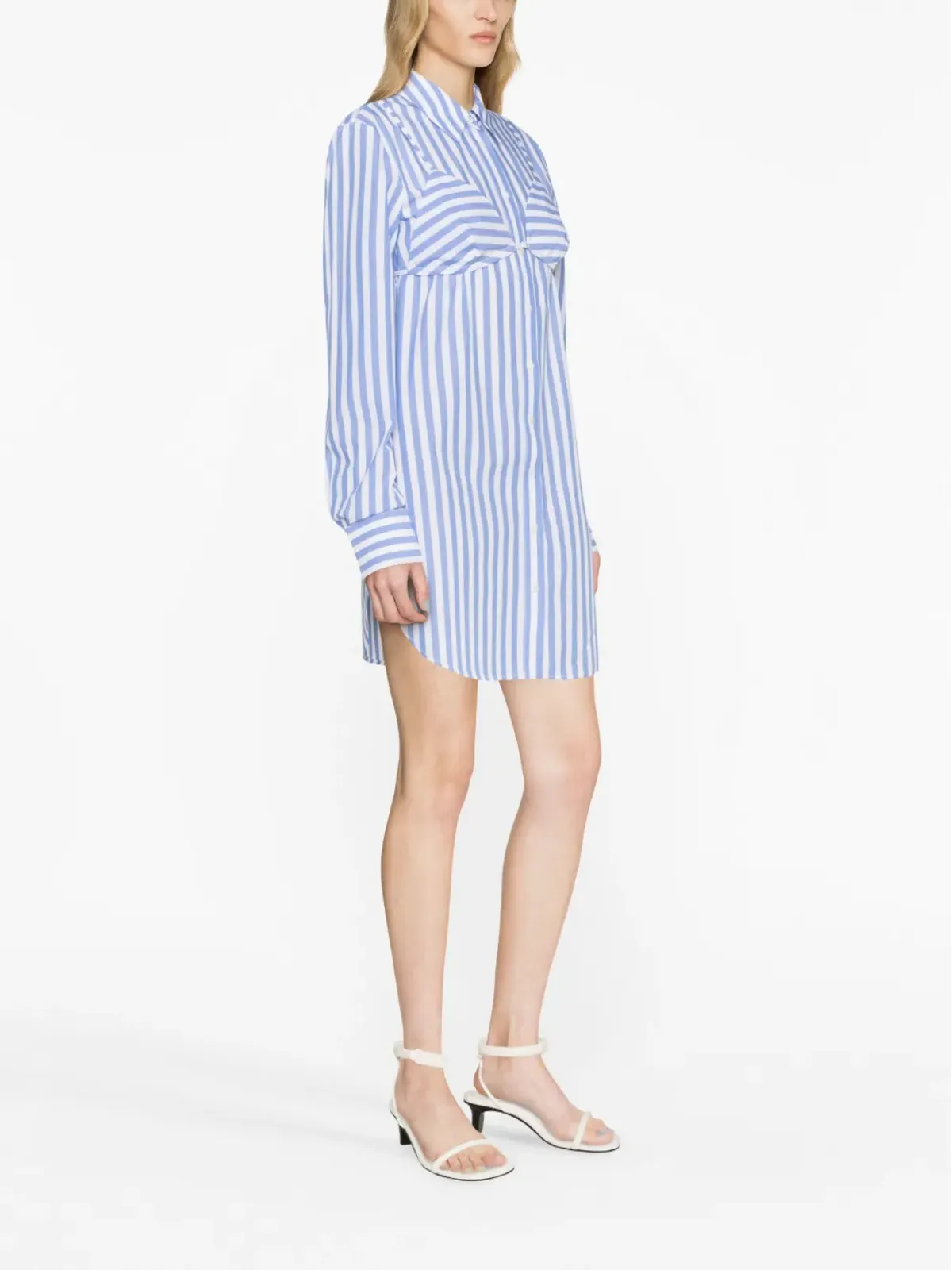 STAUD アリタ ストライプ ポプリン シャツドレス - ブルー - 画像3