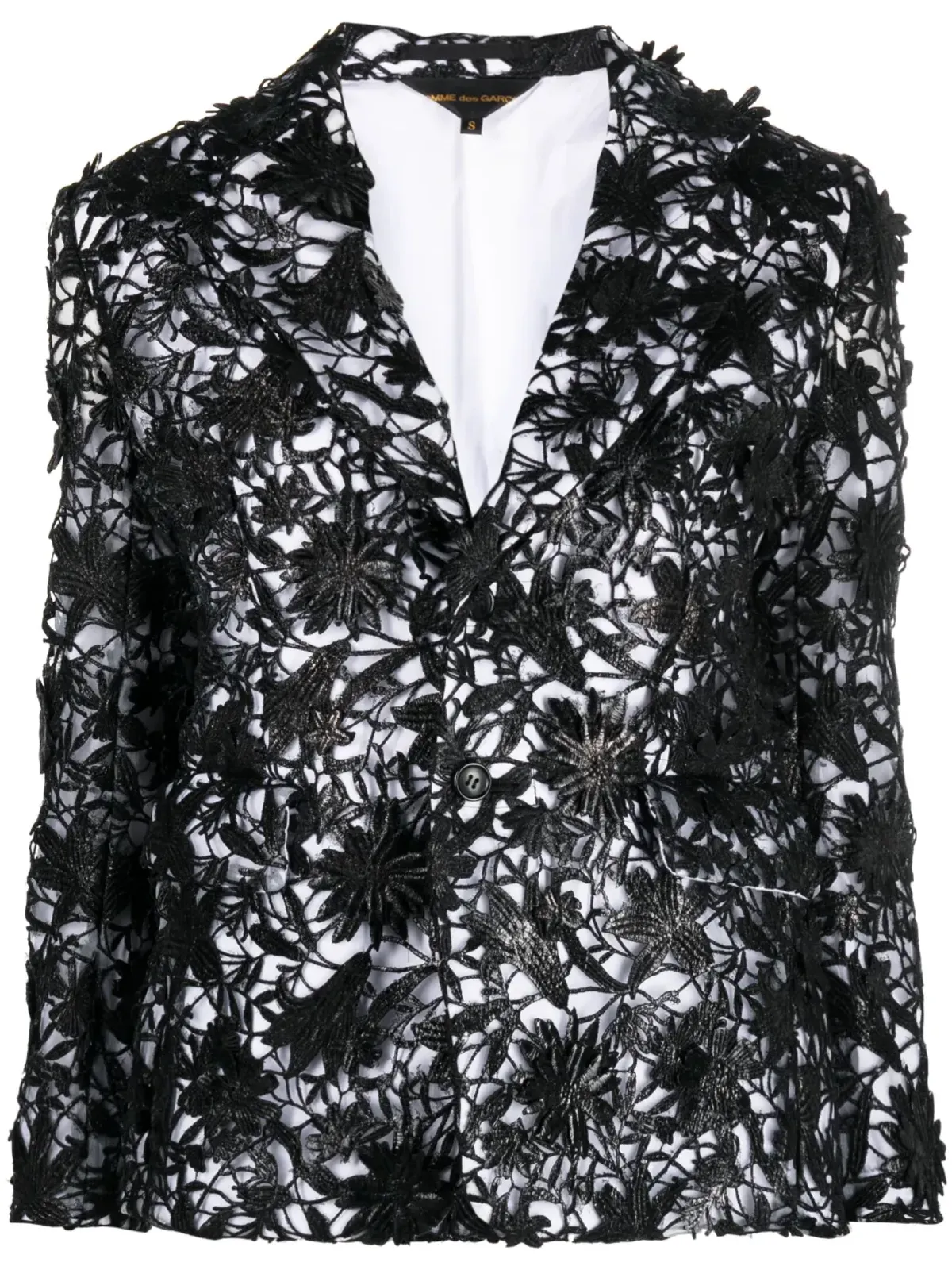 Comme Des Garçons 花柄レースのシングルブレストブレザー - 画像1