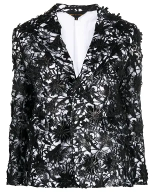 Comme Des Garçons 花柄レースのシングルブレストブレザー - サムネイル1