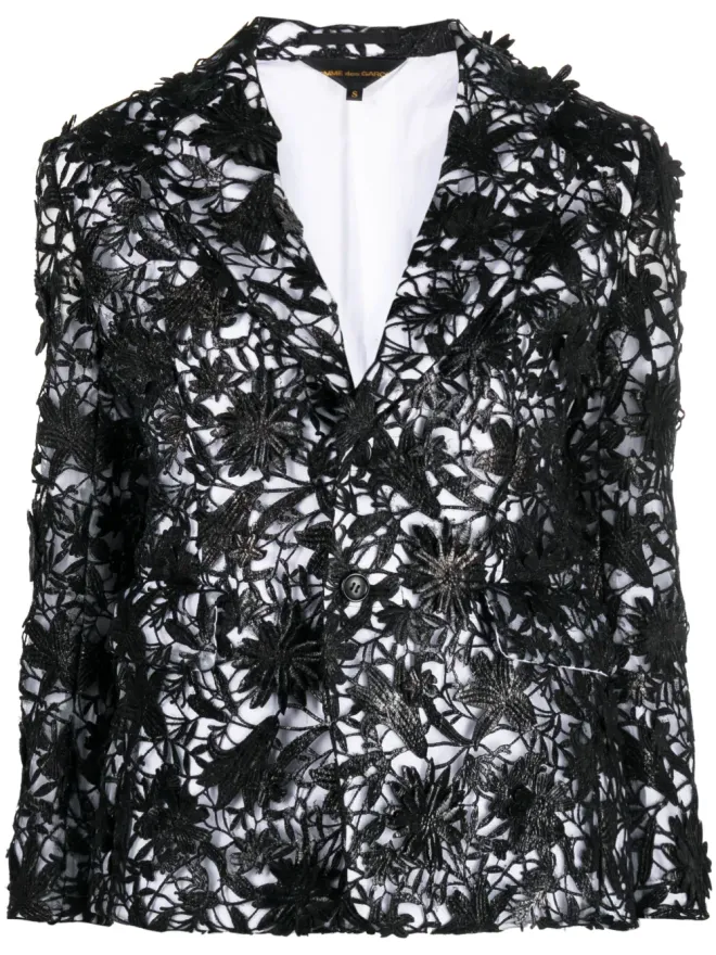 Comme des Garçons Comme Des Garçons 花柄レースのシングルブレストブレザーの商品画像
