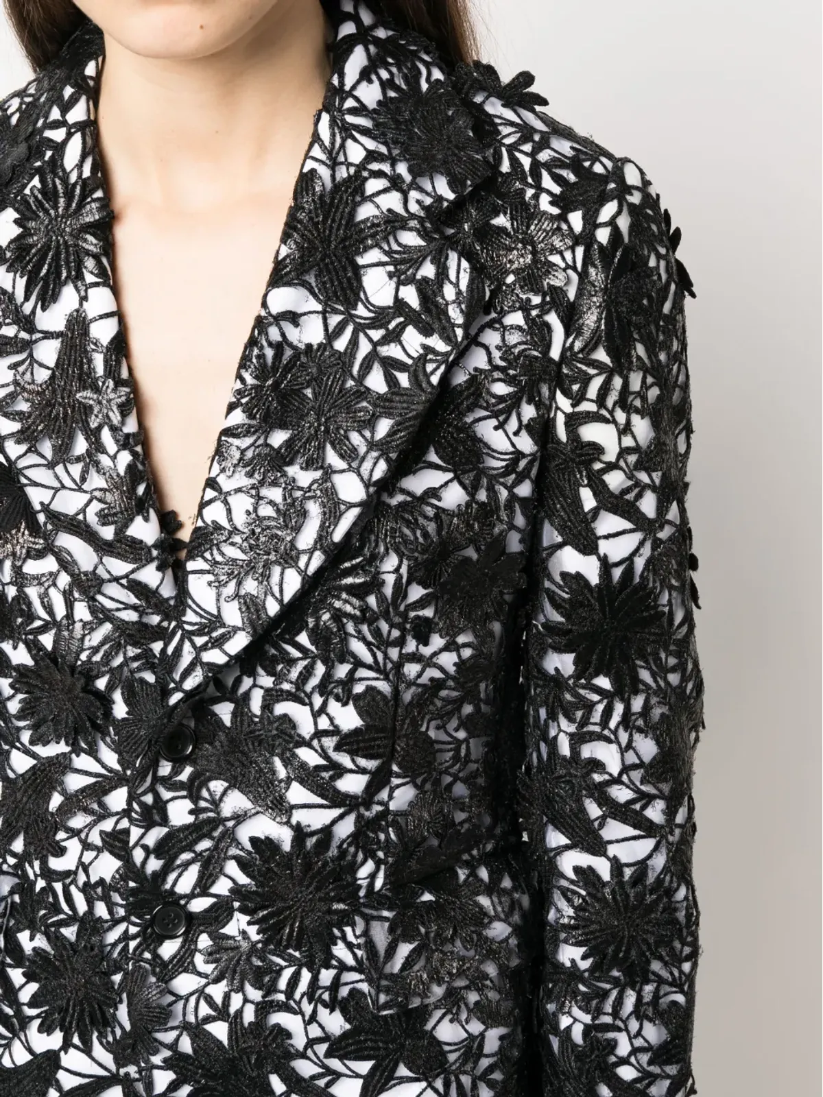 Comme Des Garçons 花柄レースのシングルブレストブレザー - 画像5