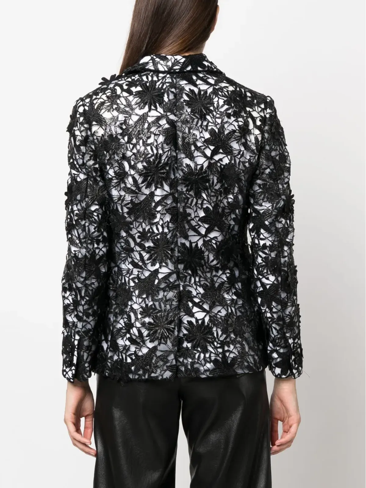 Comme Des Garçons 花柄レースのシングルブレストブレザー - 画像4