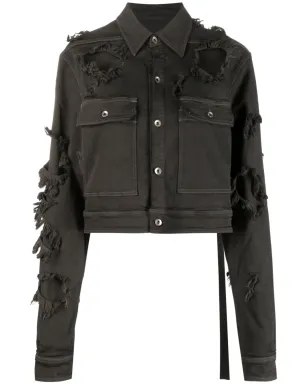 Rick Owens DRKSHDW ダメージ加工 クロップドデニムジャケット - サムネイル1