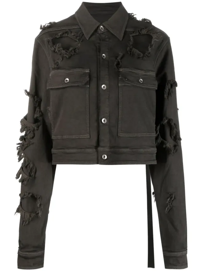 Rick Owens DRKSHDW Rick Owens DRKSHDW ダメージ加工 クロップドデニムジャケットの商品画像