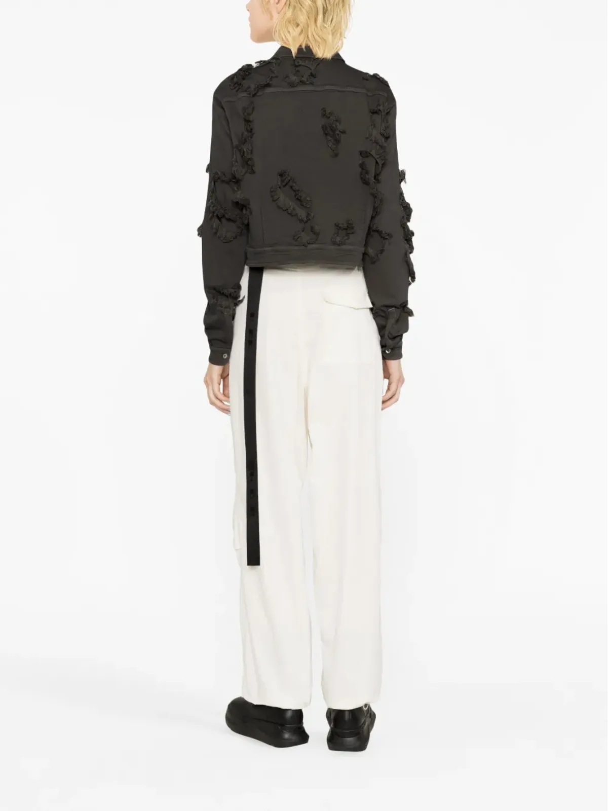 Rick Owens DRKSHDW ダメージ加工 クロップドデニムジャケット - 画像3