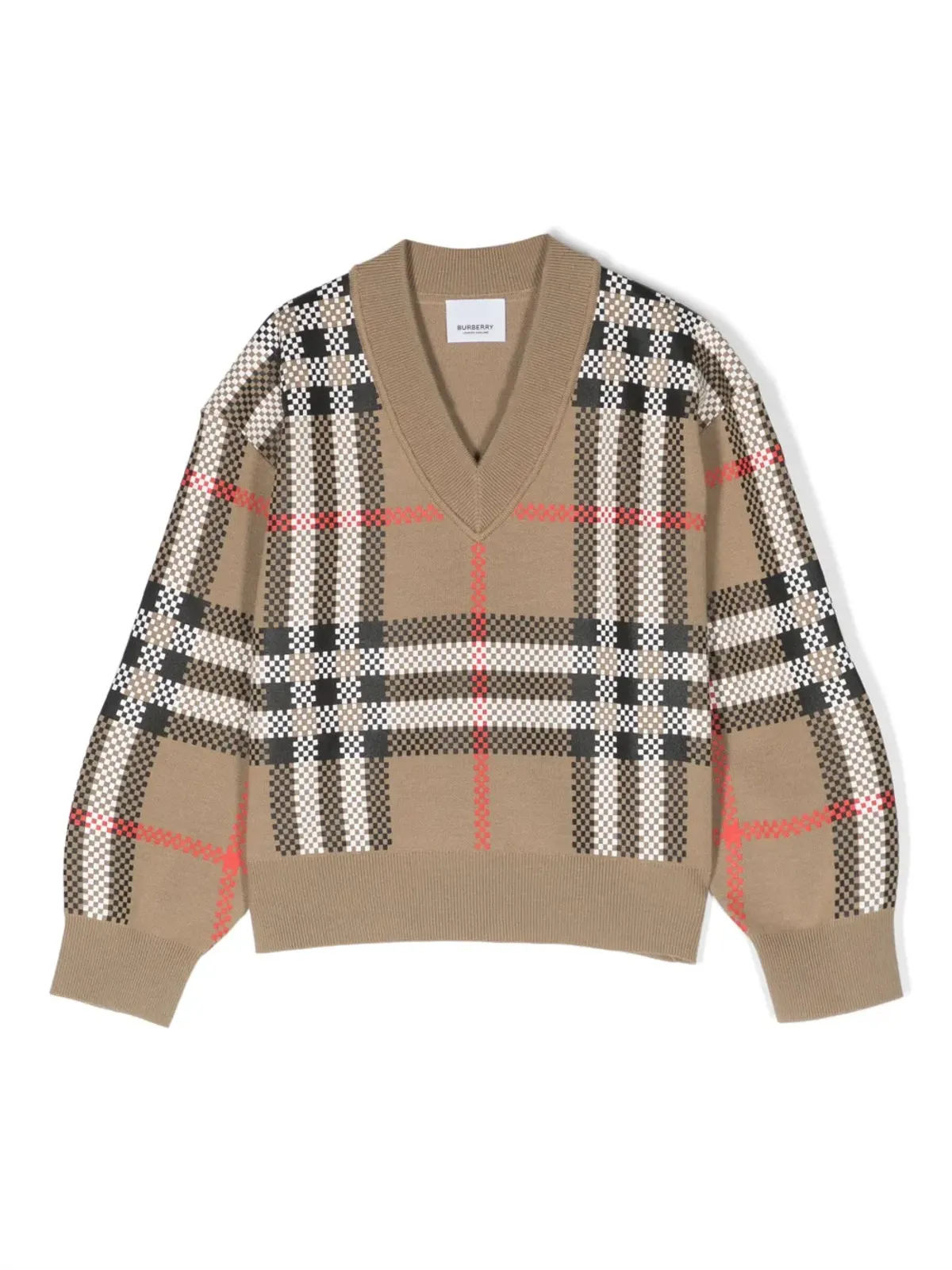 Burberry Kids ヴィンテージチェック Vネックセーター - 画像1