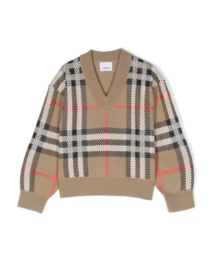 Burberry Kids ヴィンテージチェック Vネックセーター - サムネイル1